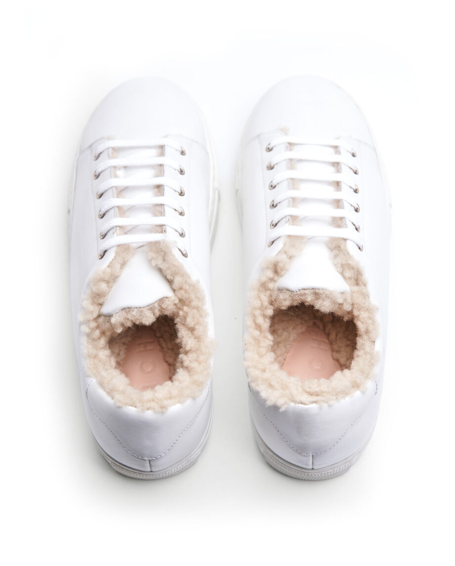 Curly Fur White Sneakers