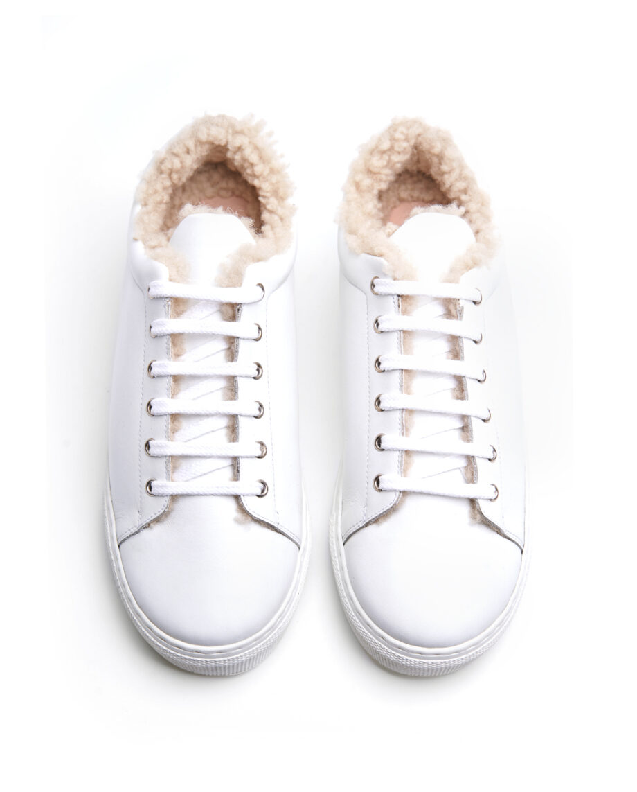 Curly Fur White Sneakers