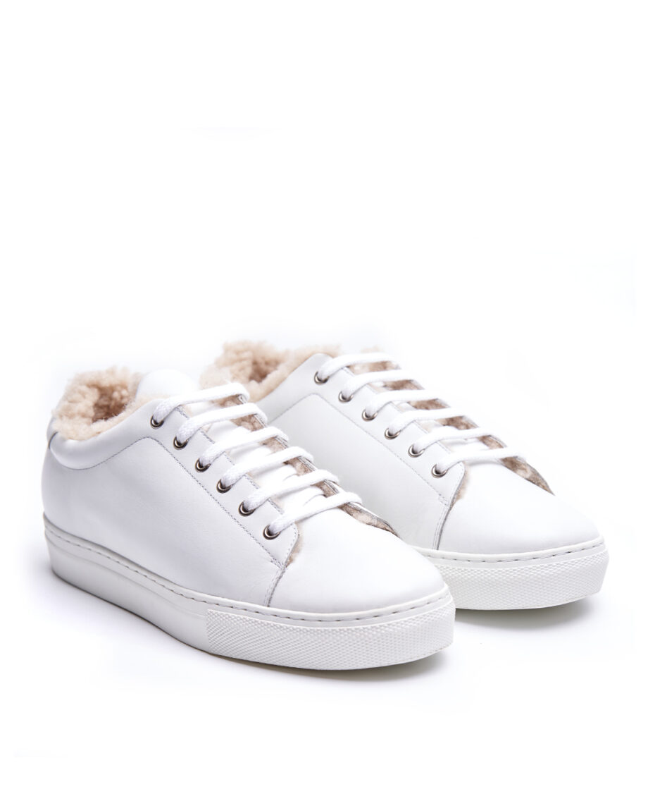 Curly Fur White Sneakers