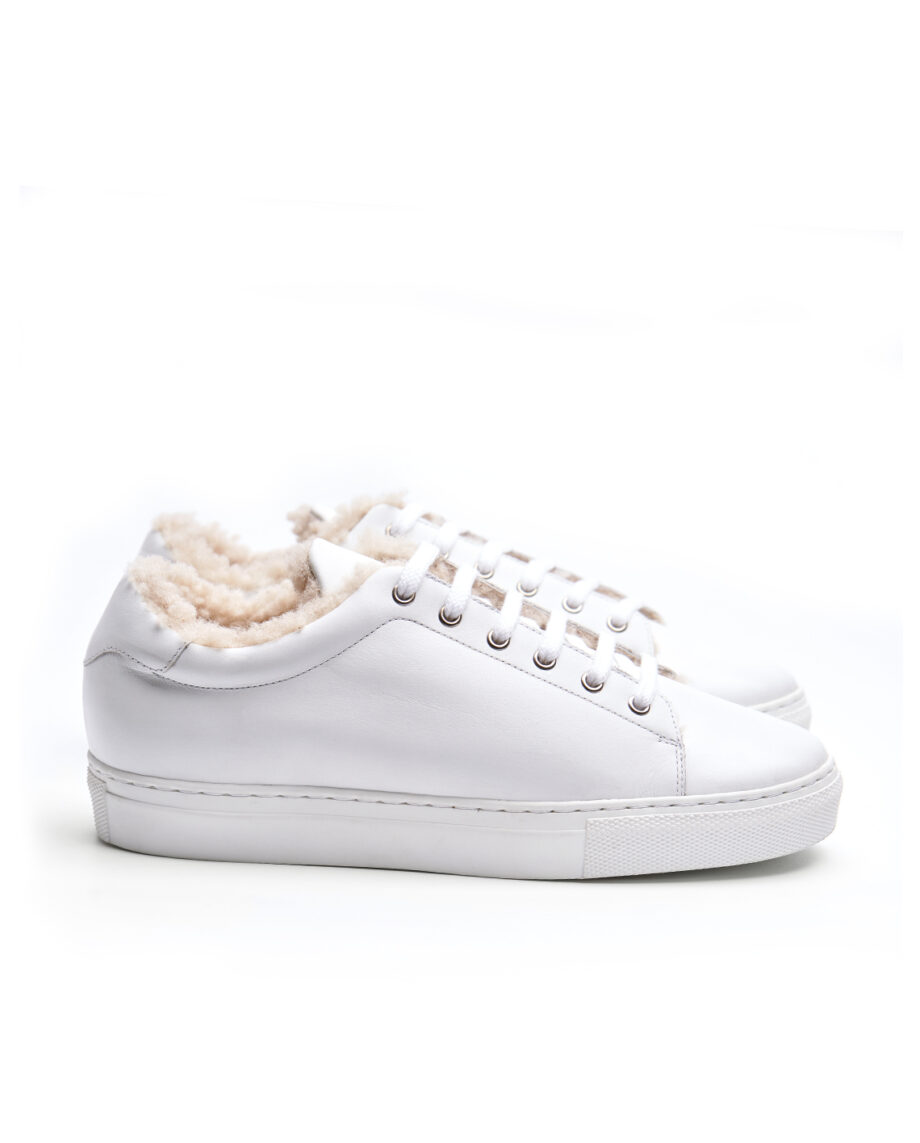 Curly Fur White Sneakers